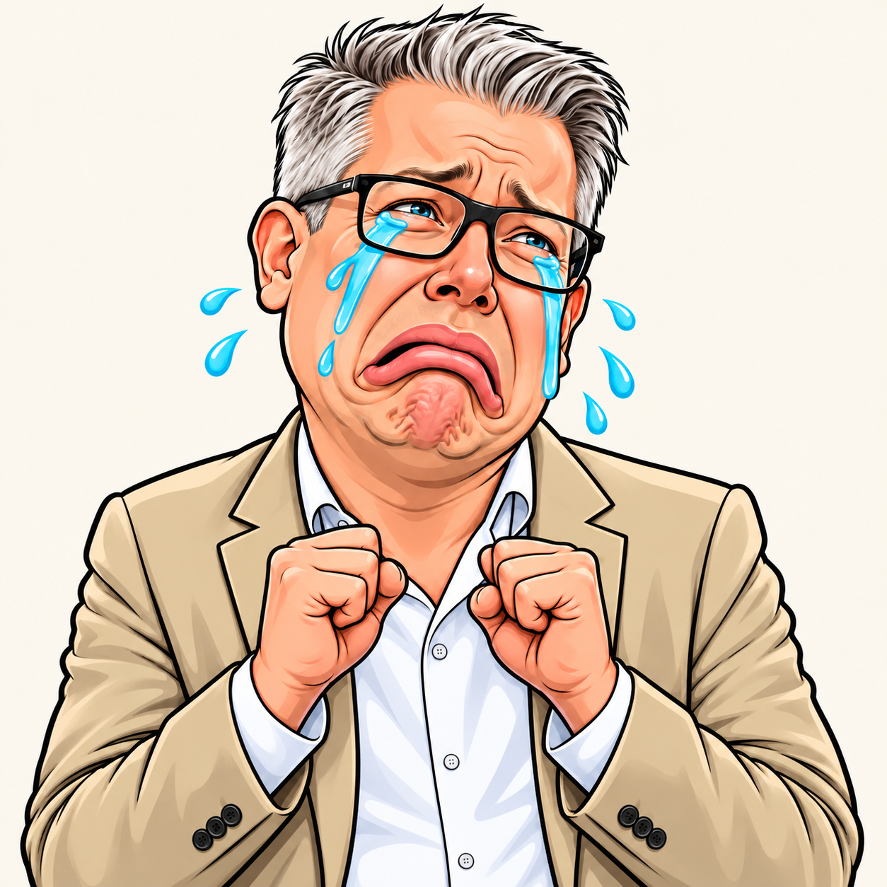 Satirische Comic-Karikatur von Frank Thelen: weinend