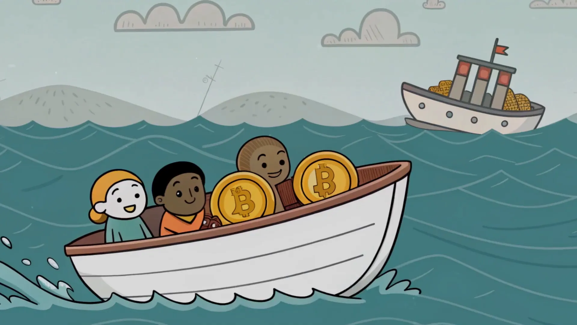 Rettungsboot-Symbol als Metapher für Bitcoin als Schutz