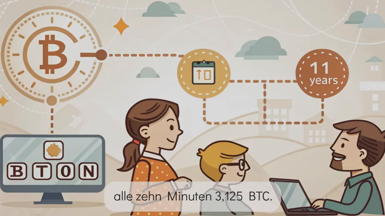 Animation: Miner Belohnung fällt nach jedem Halving
