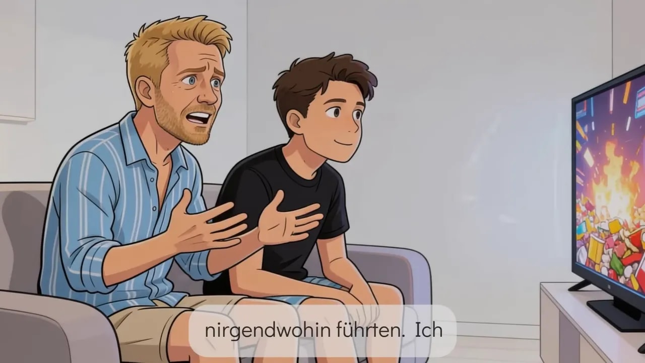 Zwei Personen im Gespr&auml;ch mit Untertiteln, die innere Bereitschaft f&uuml;r Bitcoin wird angedeutet