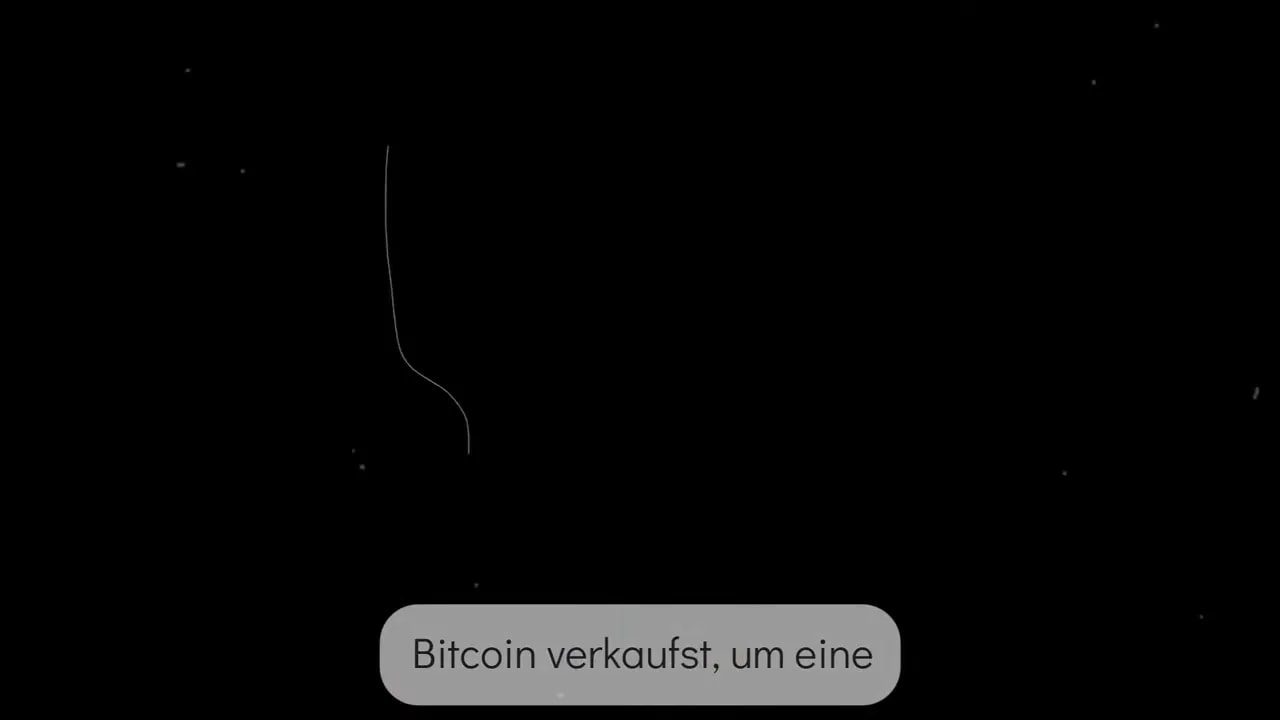 Illustration mit Text &bdquo;Bitcoin verkauft, um eine&ldquo; als Warnhinweis zum voreiligen Verkauf von Bitcoin