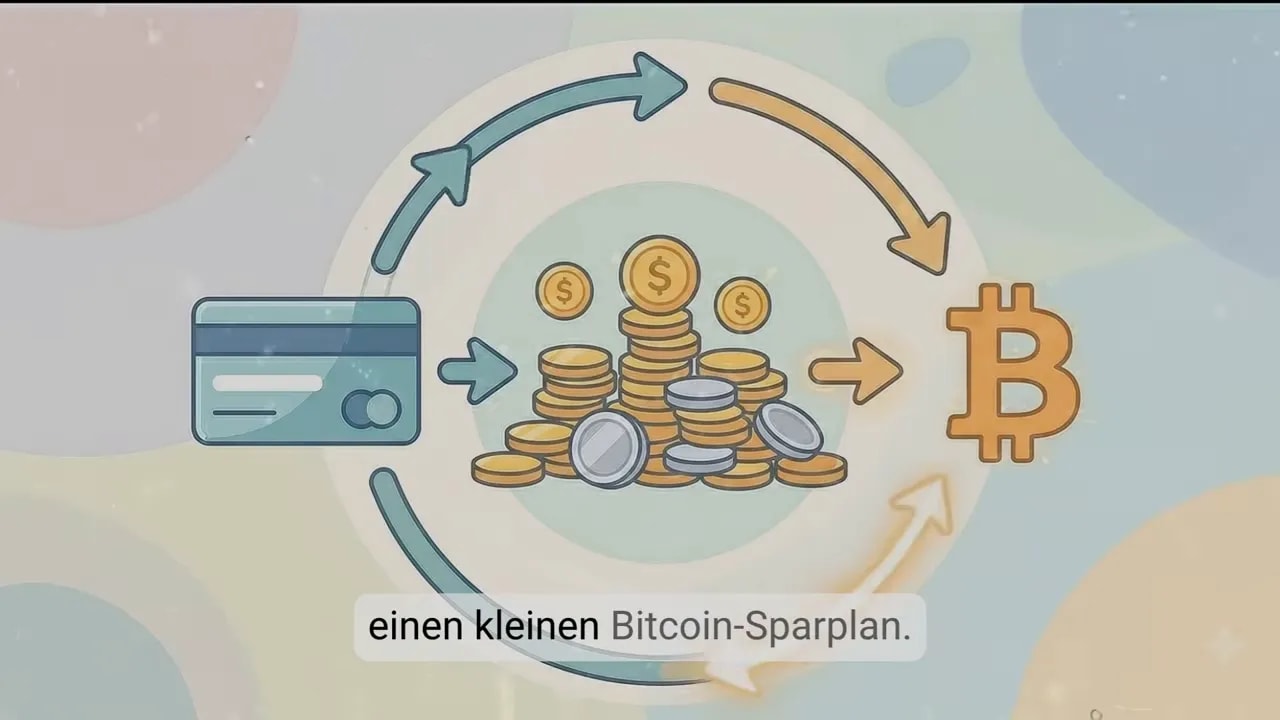 Kreislauf aus Zahlungskarte, Cashback-Münzen und Bitcoin-Symbol